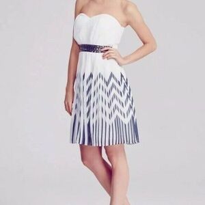 Little Mistress | Pleated Chevron Bandeau Strapless Dress